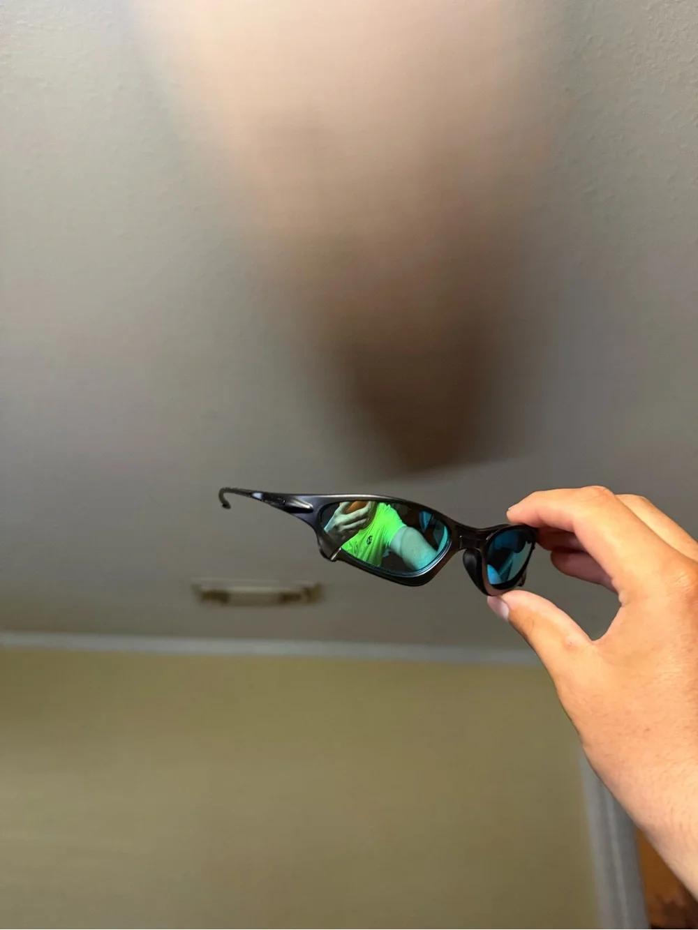 Black Sunglasses with Green Mirrored Lenses - Unbranded Oakleys